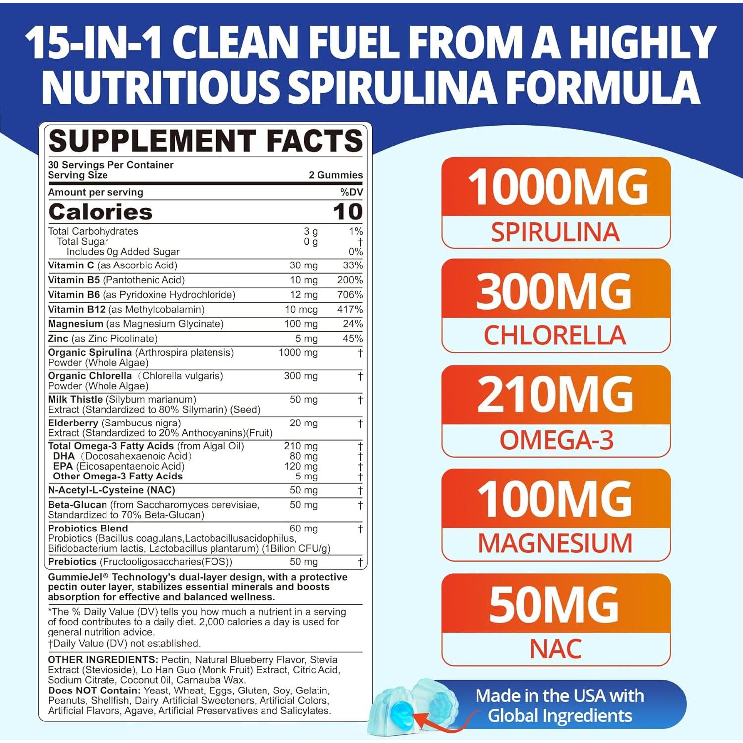 Gomitas de Espirulina y Chlorella LILICARE 60 Unidades Veganas