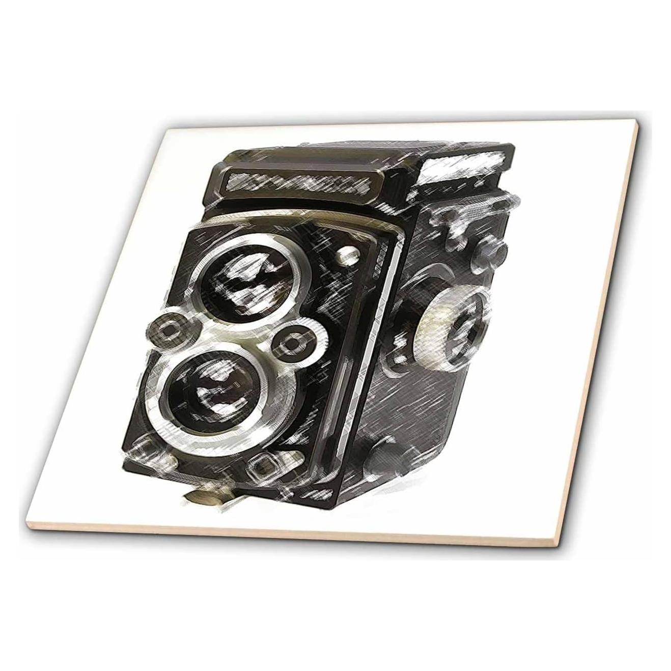 Azulejo Cerámico 3dRose Cámara Doble Lente Vintage 10.16 cm