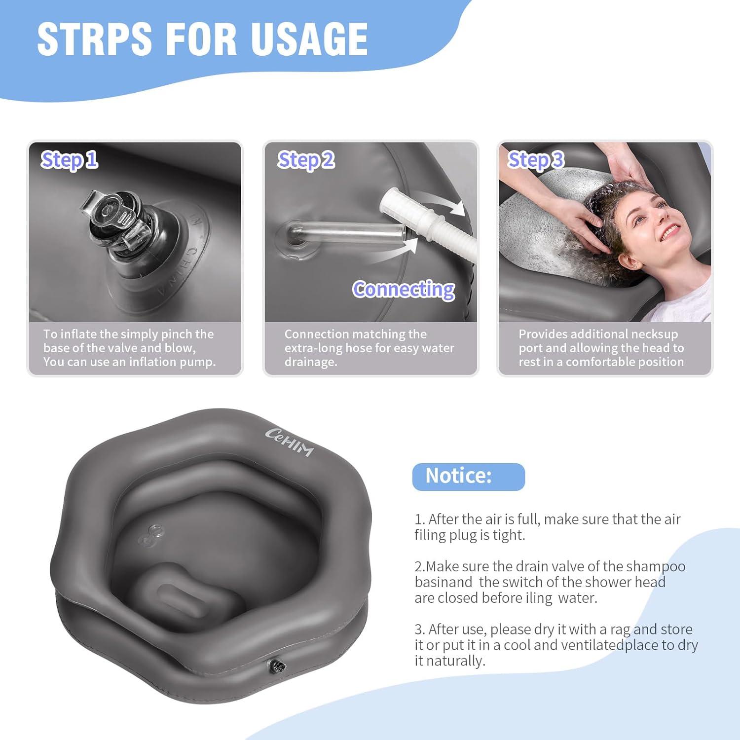 Bañera Inflable de Champú Cehim - Tamaño Grande, Gris, Forma de Pétalo