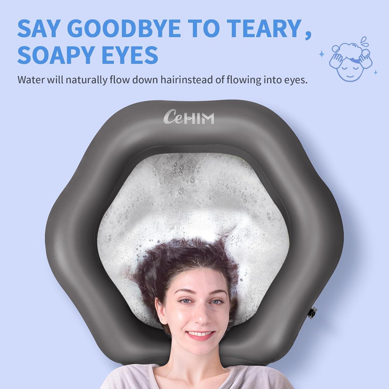 Bañera Inflable de Champú Cehim - Tamaño Grande, Gris, Forma de Pétalo