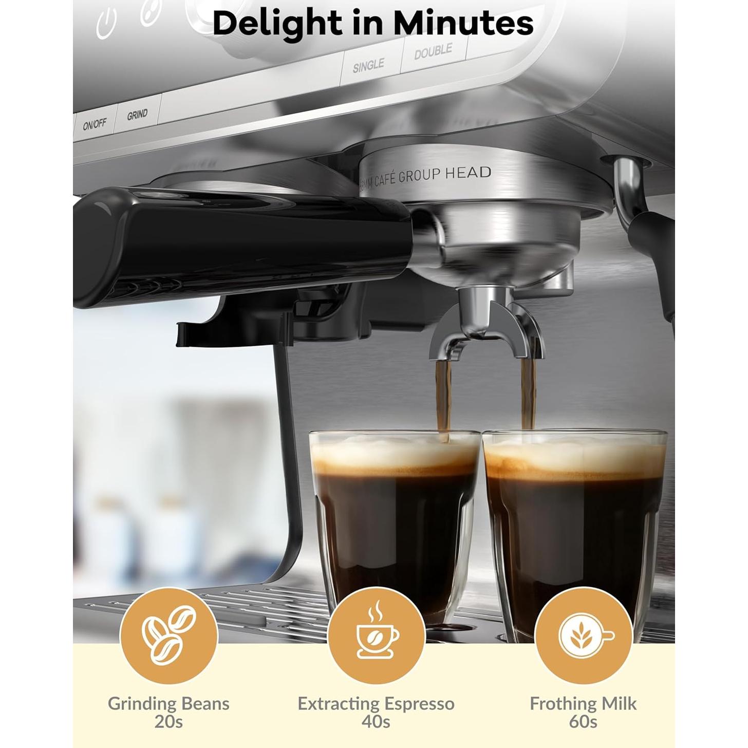 Máquina de Espresso Takywep Semiautomática 20 Bar 2.8L Gris