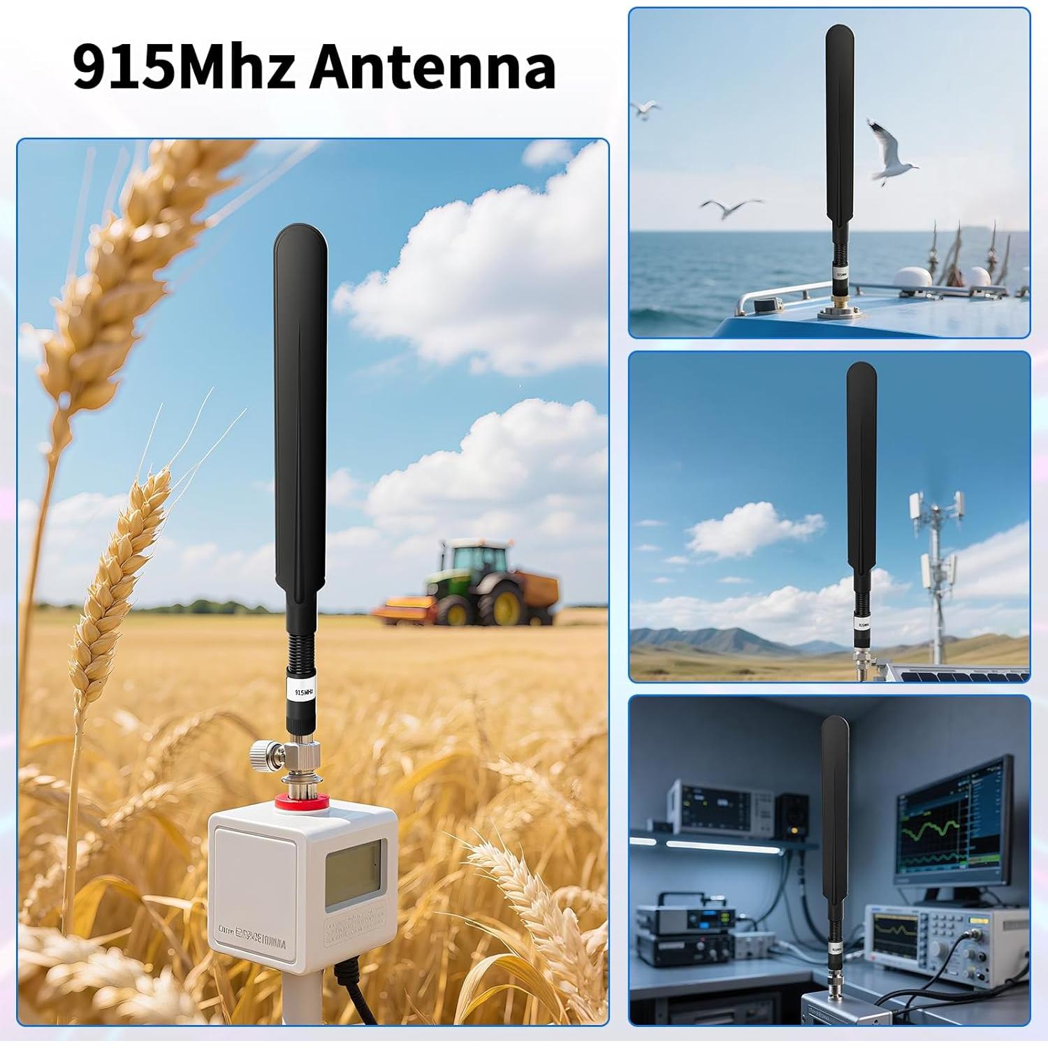 Antena LoRa Meshtastic 915MHz 10dBi 20cm SMA Macho Negra