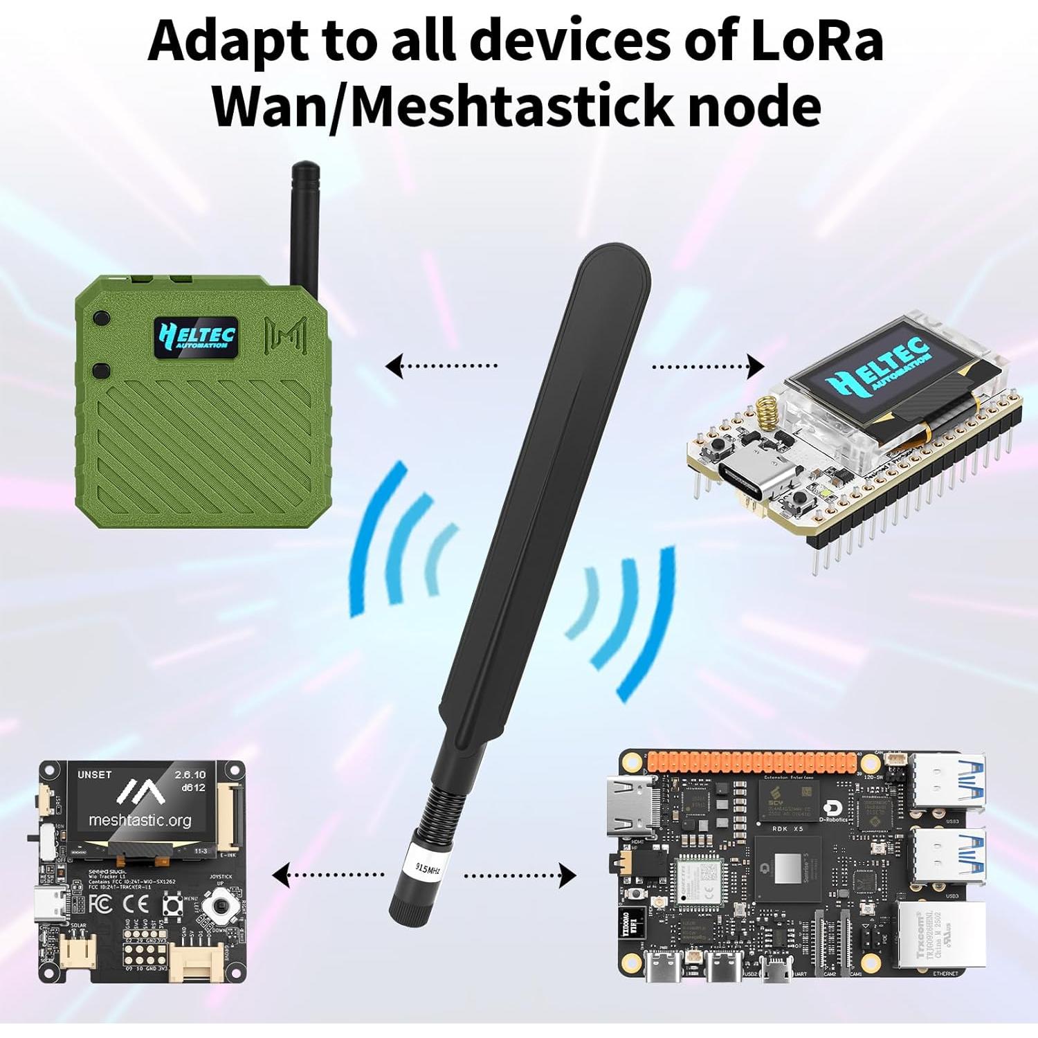 Antena LoRa Meshtastic 915MHz 10dBi 20cm SMA Macho Negra