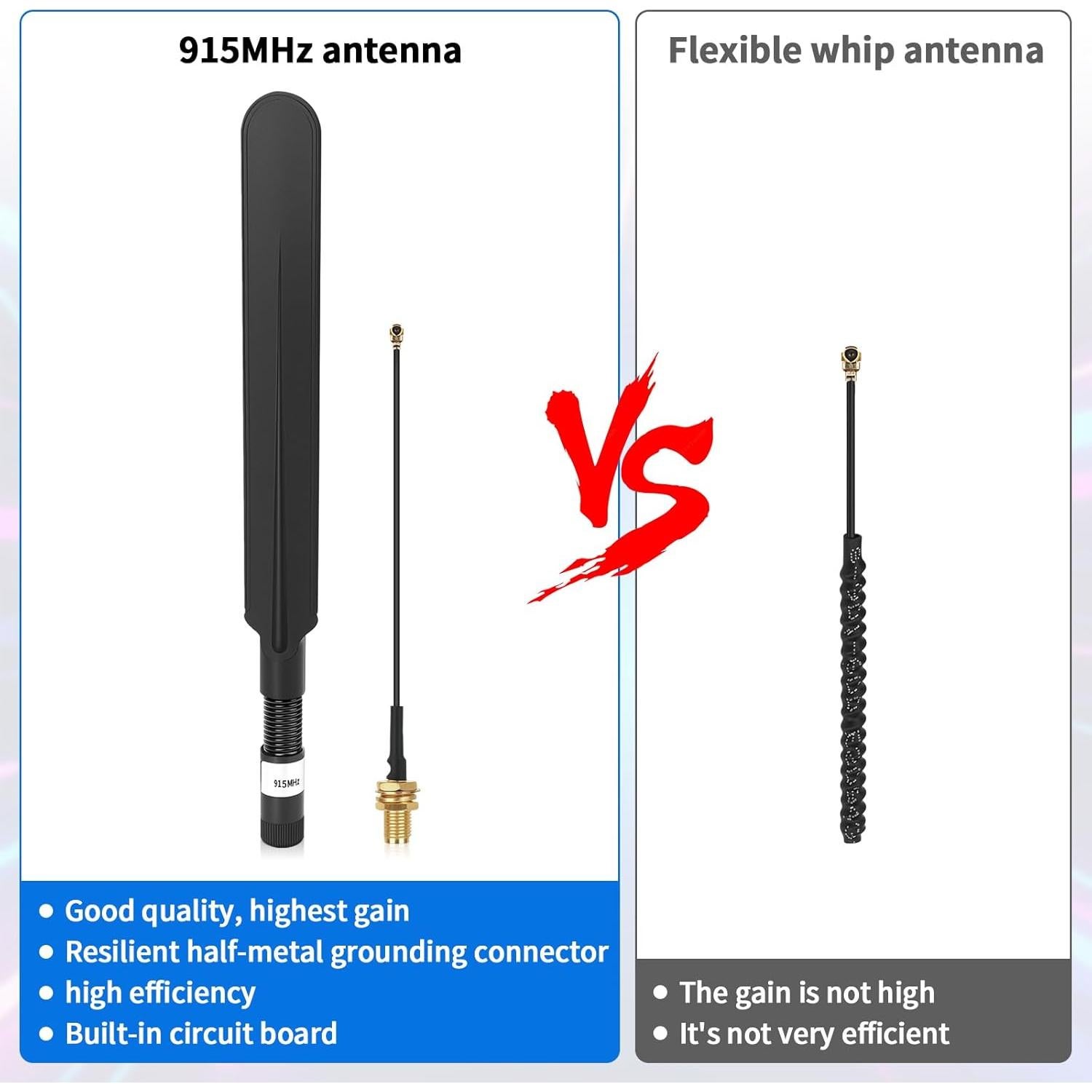 Antena LoRa Meshtastic 915MHz 10dBi 20cm SMA Macho Negra
