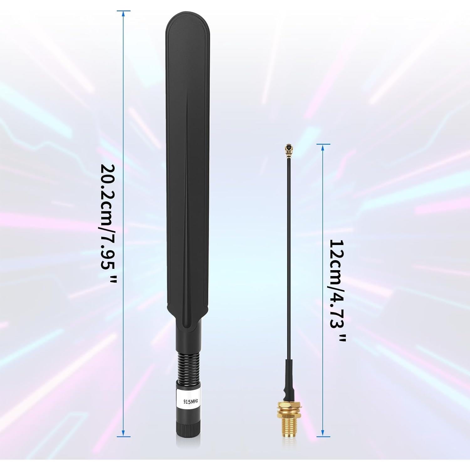 Antena LoRa Meshtastic 915MHz 10dBi 20cm SMA Macho Negra