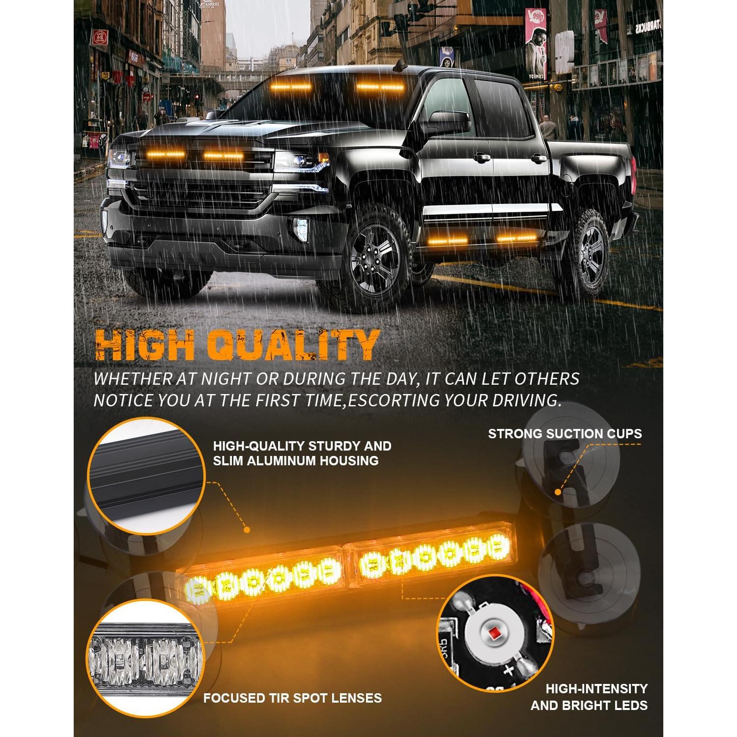 Luces Estroboscópicas Ámbar XRIDONSEN 24W 2x27.1cm LED