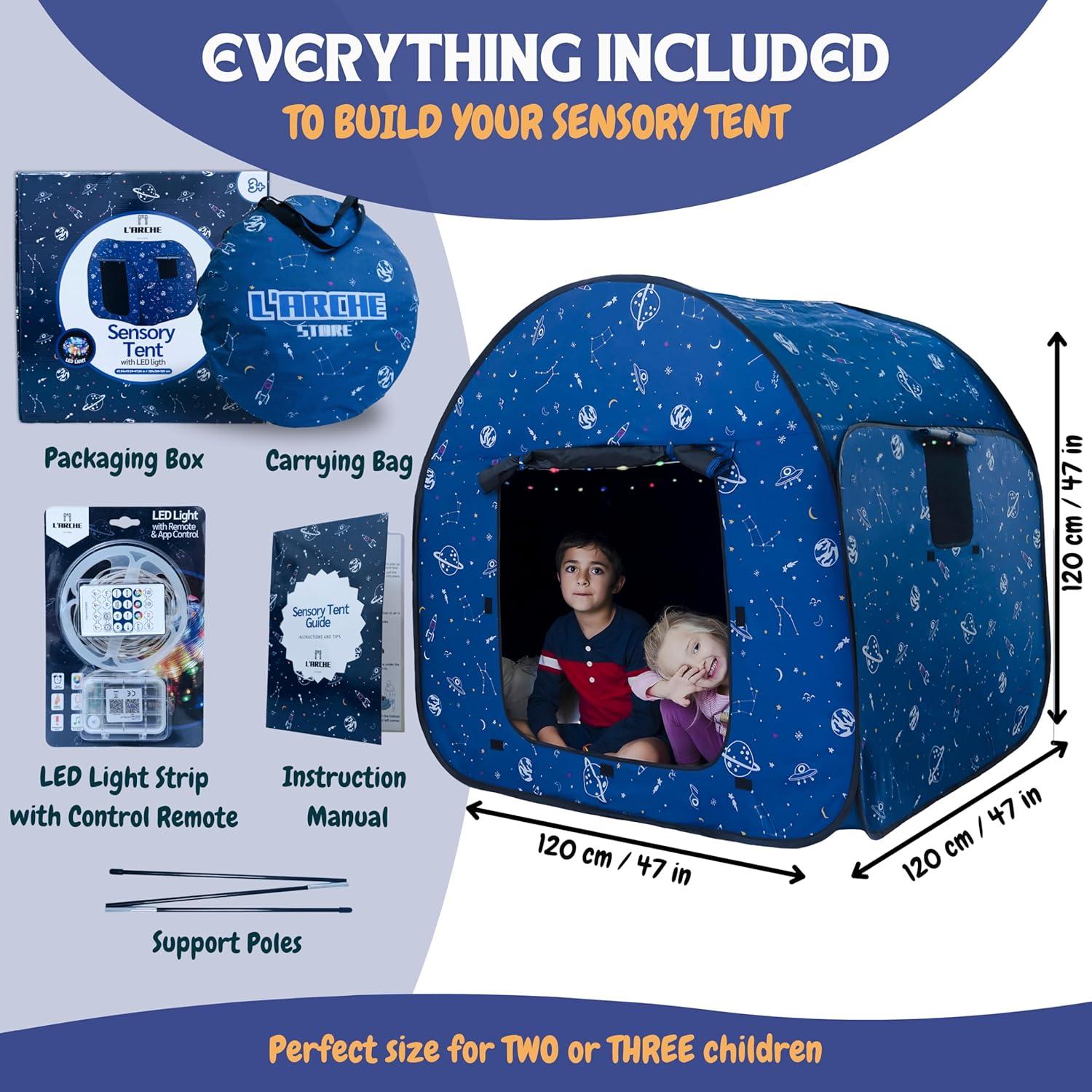 Tienda Sensorial L'ARCHE Grande 120 cm con Luces LED y Control Remoto
