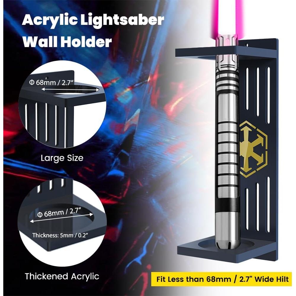 Soporte de Montaje en Pared Acrílico para Sable de Luz Negro 6.8 cm