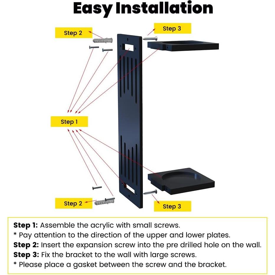 Soporte de Montaje en Pared Acrílico para Sable de Luz Negro 6.8 cm
