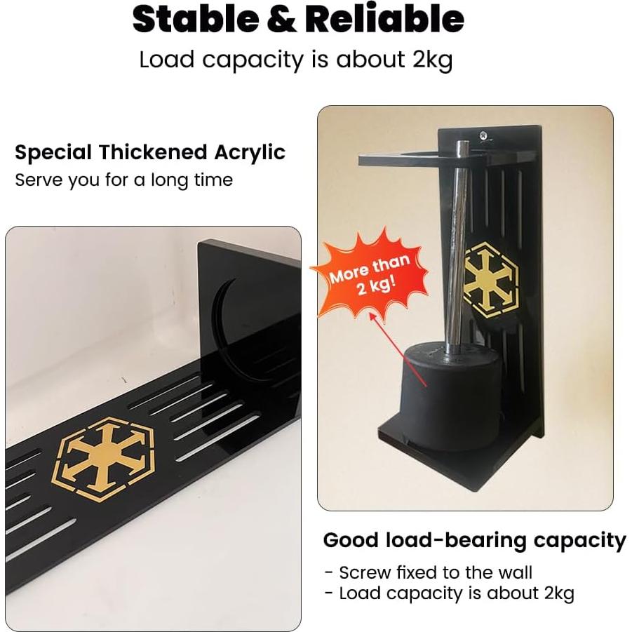 Soporte de Montaje en Pared Acrílico para Sable de Luz Negro 6.8 cm