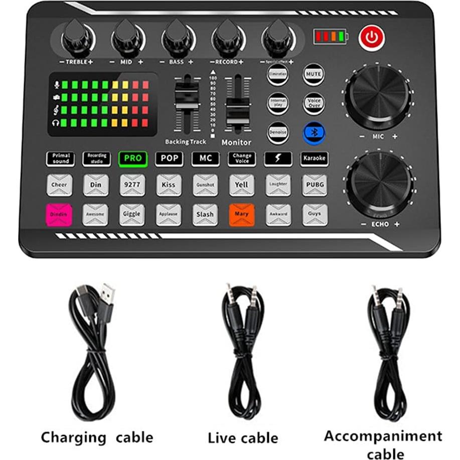 Tarjeta de Sonido en Vivo Bluetooth con 16 Efectos y Reducción de Ruido