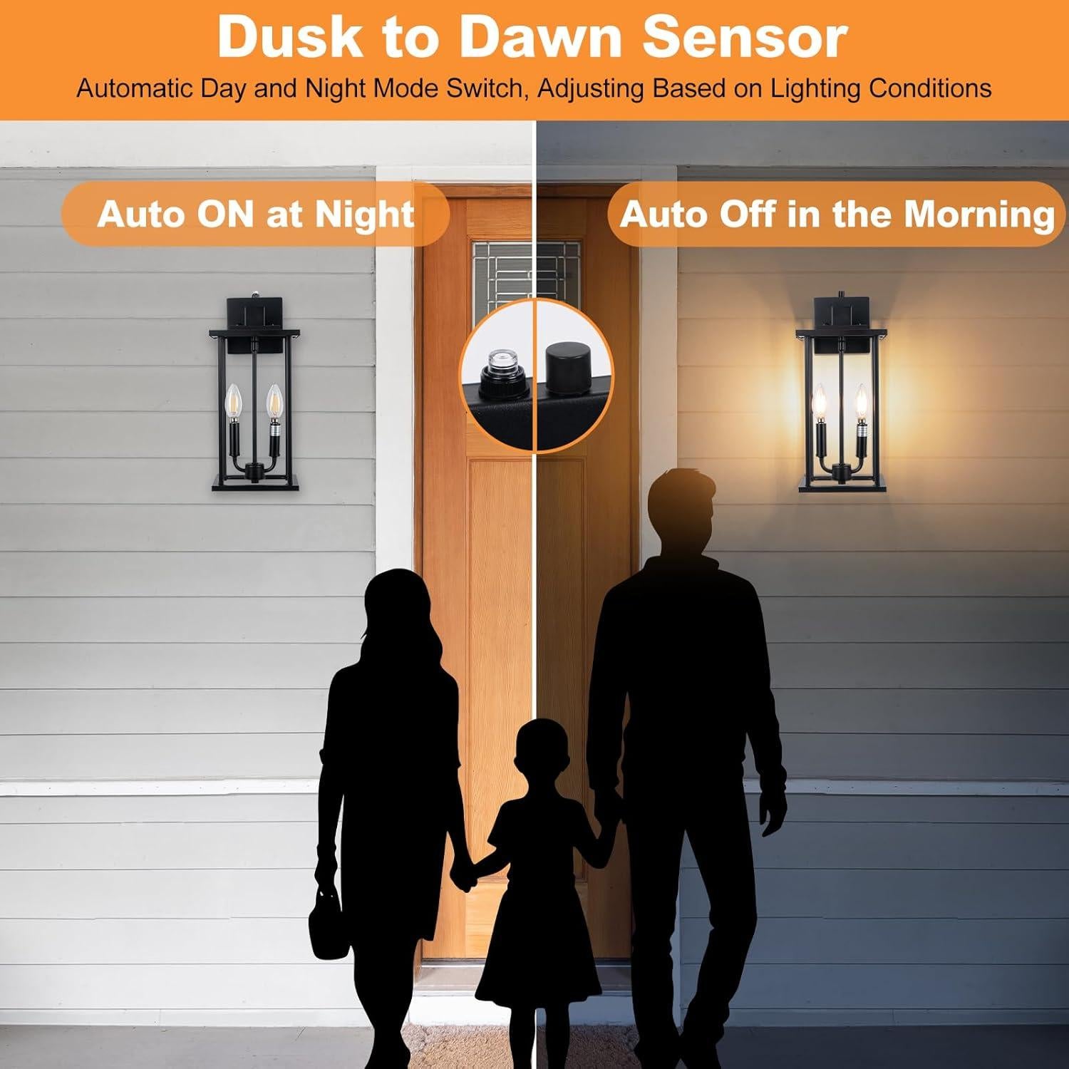 Luz de Pared Exterior SIAFAVOI 16cm Negra con Sensor