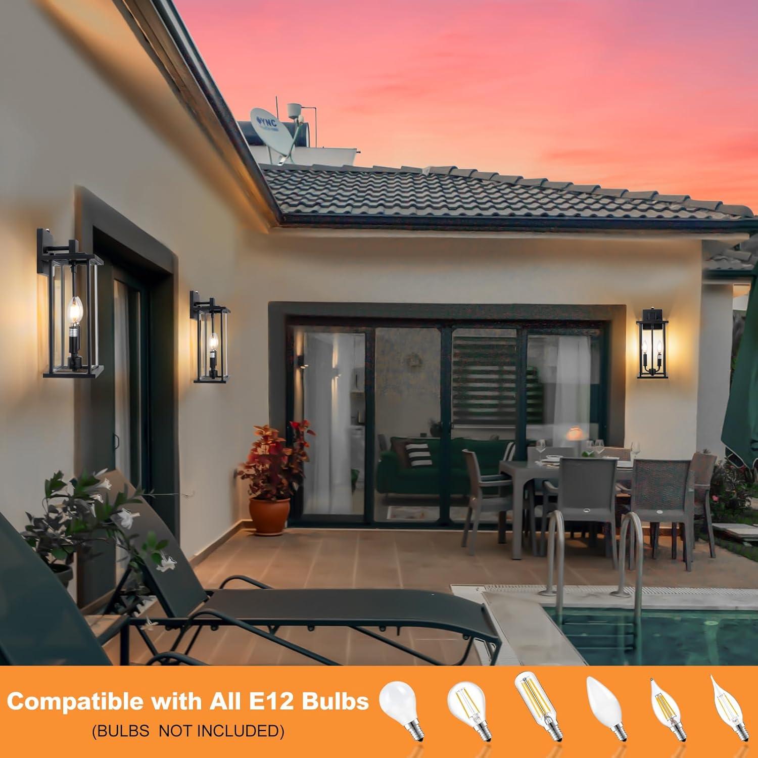 Luz de Pared Exterior SIAFAVOI 16cm Negra con Sensor