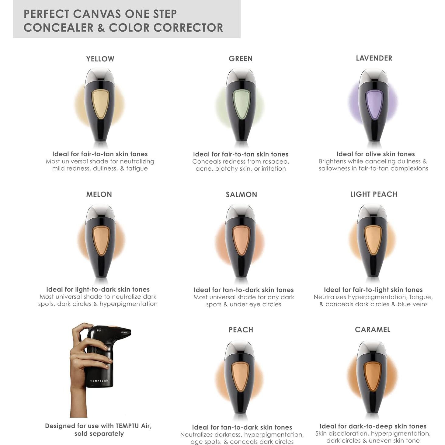 Corrector de Color TEMPTU Perfect Canvas 7 Tonos 49.6g