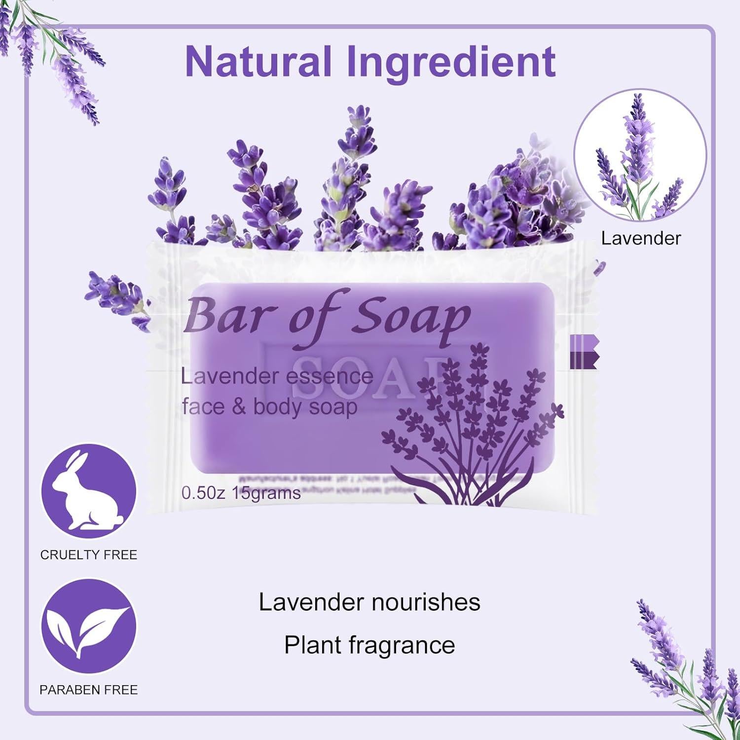 Jabón de Barra Mini Lavanda Skourvut 15g - Paquete de 15