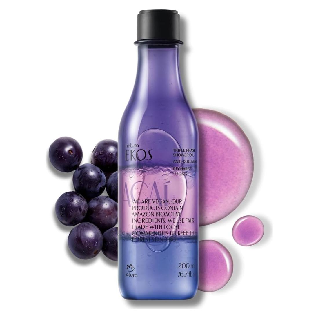 Aceite de Ducha Triple Fase Natura Ekos Açaí 200ml Hidratante