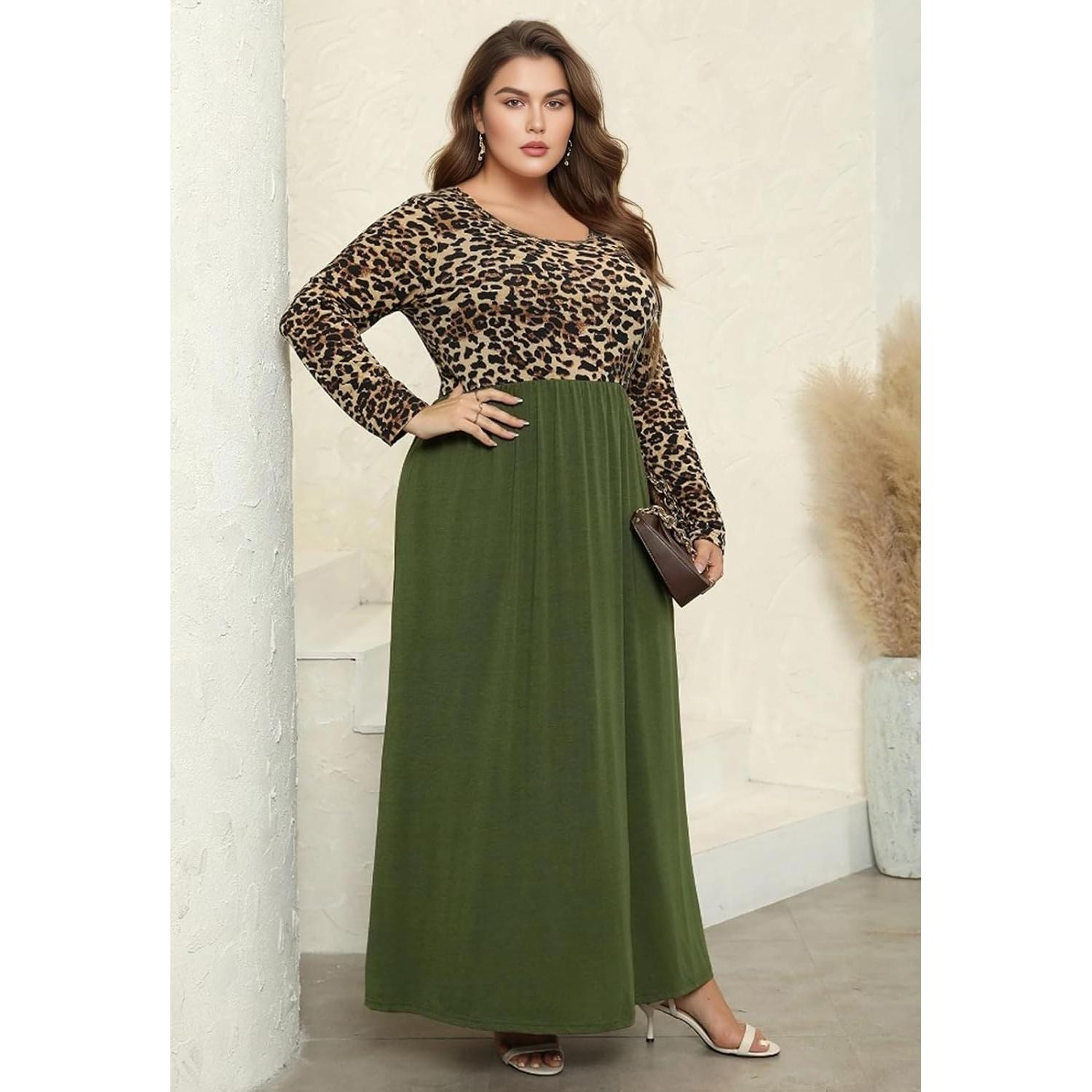 Vestido Maxi Talla Grande Nemidor Estampado Chevron con Bolsillos