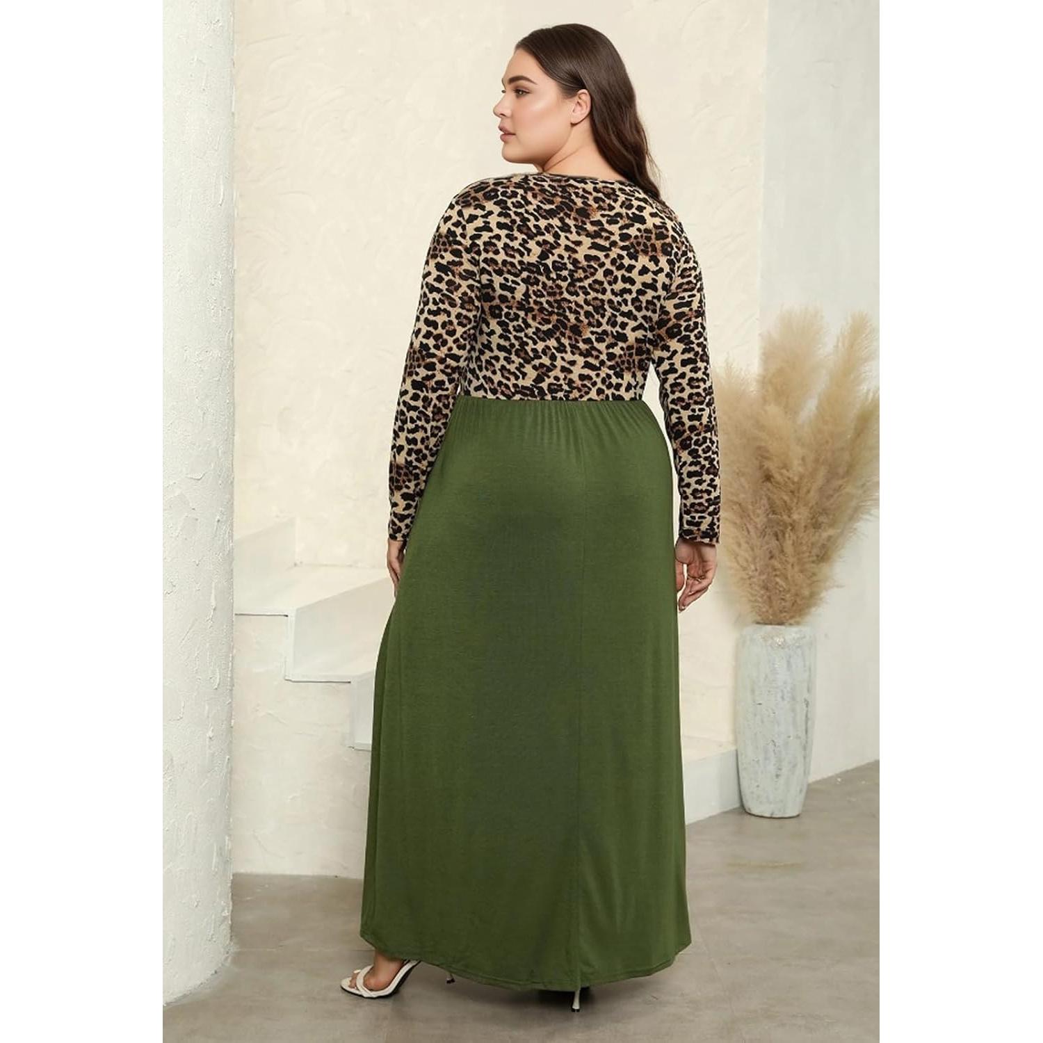 Vestido Maxi Talla Grande Nemidor Estampado Chevron con Bolsillos