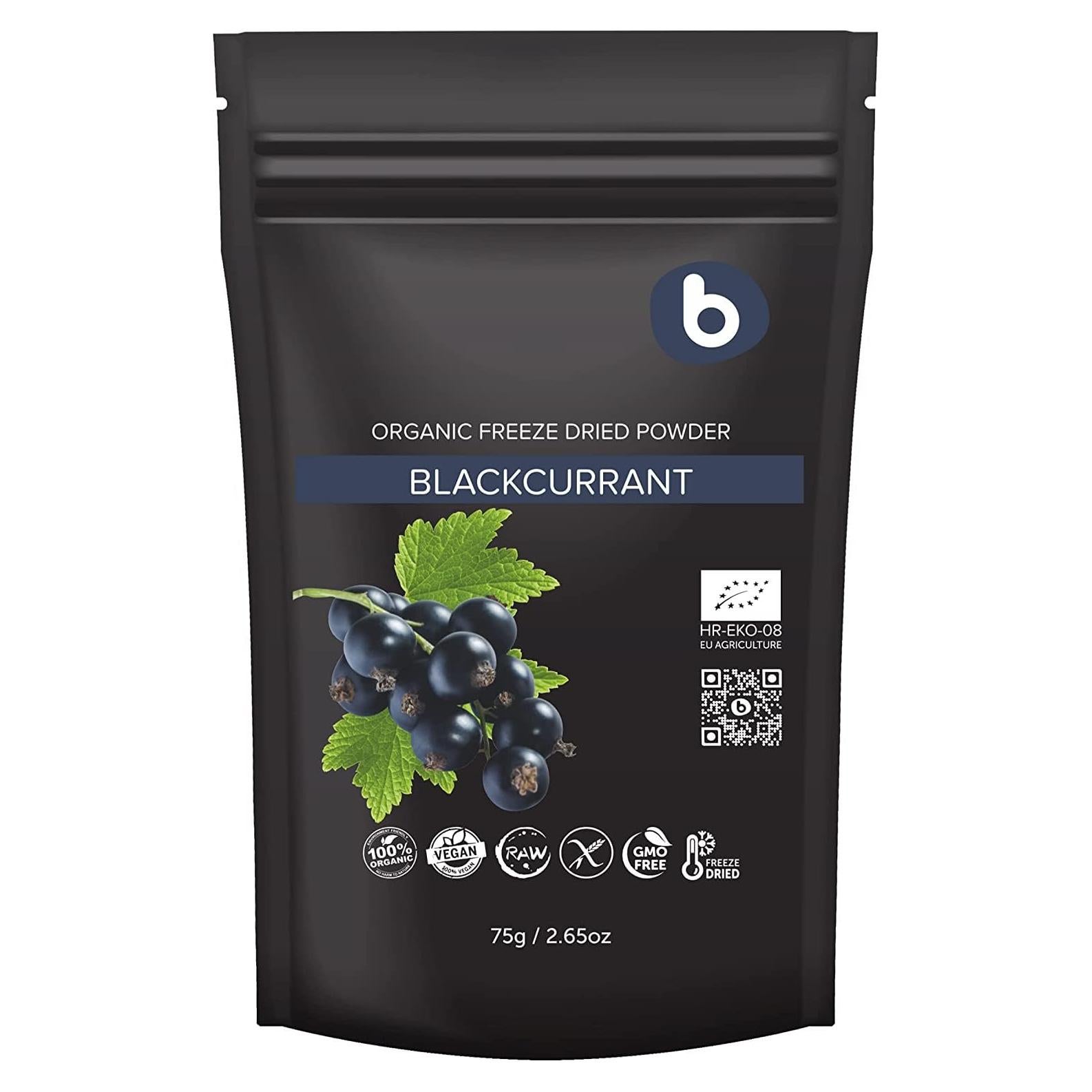 Organic Black Currant Powder from Freeze Dried Black Currants - Rich in Anthocyanins & Polyphenols - Plant Based Vitamin C - for Smoothies, Baking & Organic Food Coloring – 2.65oz