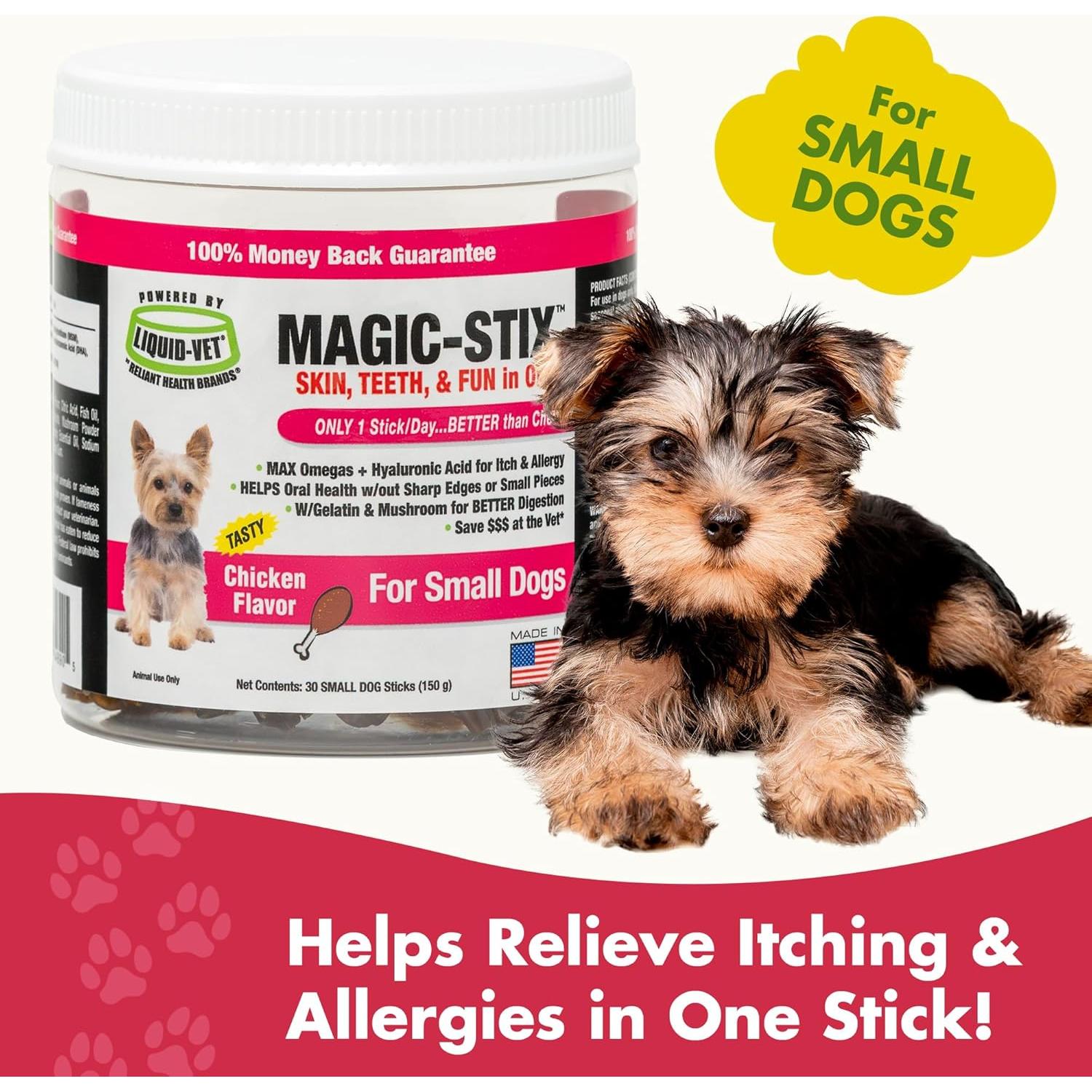 LIQUID-VET Magic-STIX Masticables para Perros Pequeños Sabor Pollo - 30 Unidades