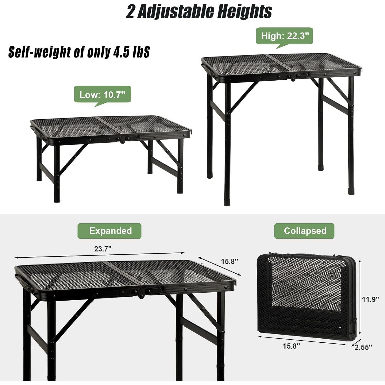 COSYAWN Mesa Plegable Aluminio 60x40 cm Altura Ajustable
