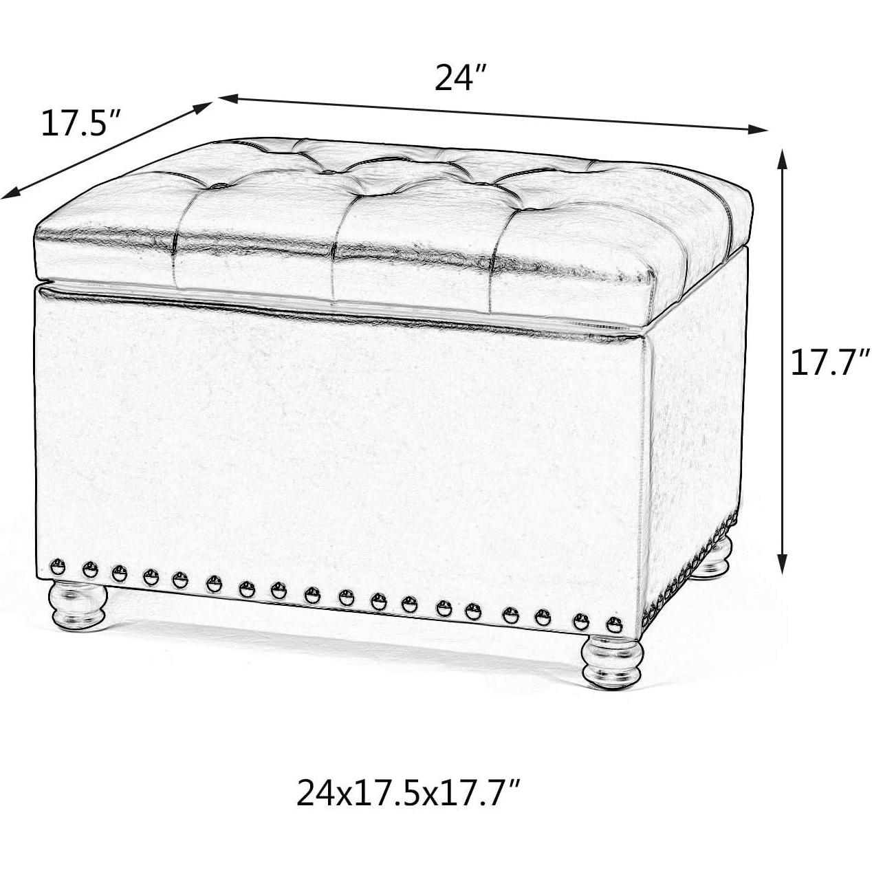 Otomana Rectangular Joveco 61x44.5x44.9 cm Gris con Almacenamiento
