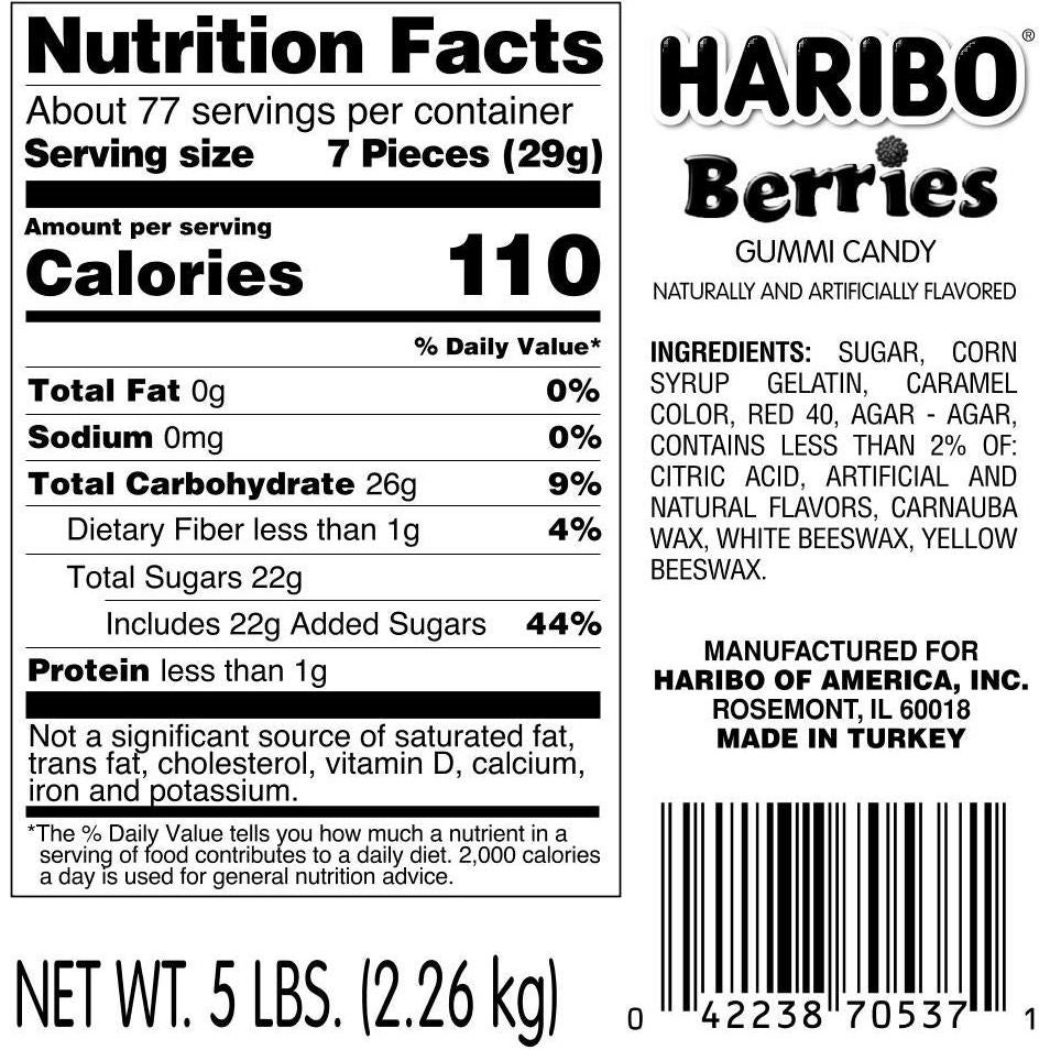 Caramelo Gummy HARIBO Berries 2.27 kg Bolsa