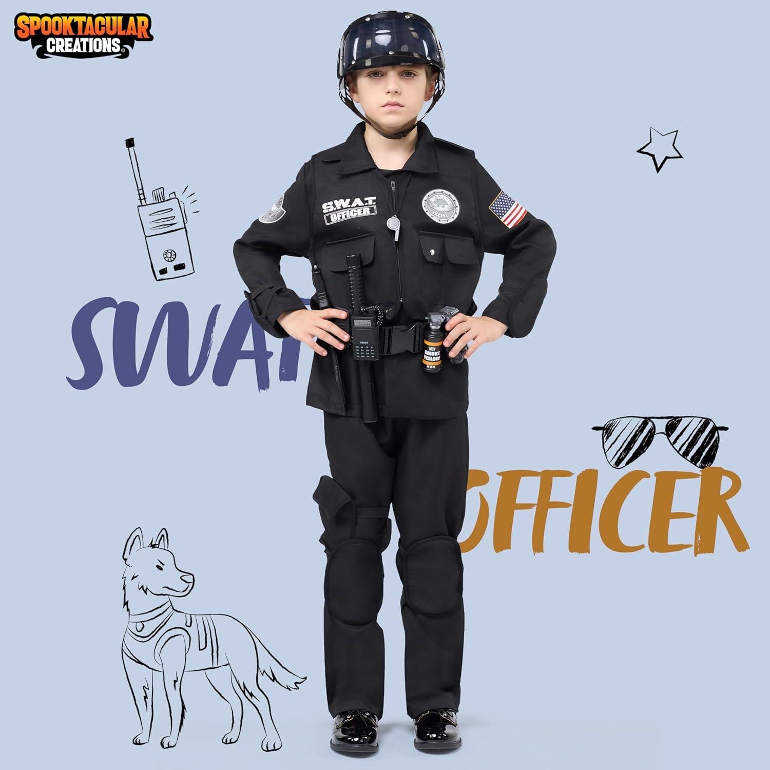 Disfraz Oficial SWAT Spooktacular para Niños 5-7 años