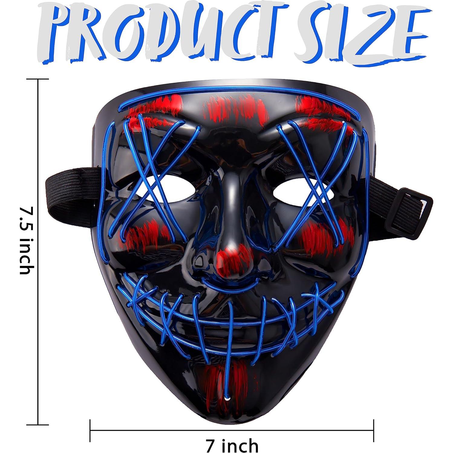 JOYIN Halloween Led Mask, Light Up Mask and Gloves for Cosplay Costume (Blue), 3 Modes Scary Glow in The Dark Masks for Boys Girls Halloween Party Dress Up Accessories, Gifts Giving