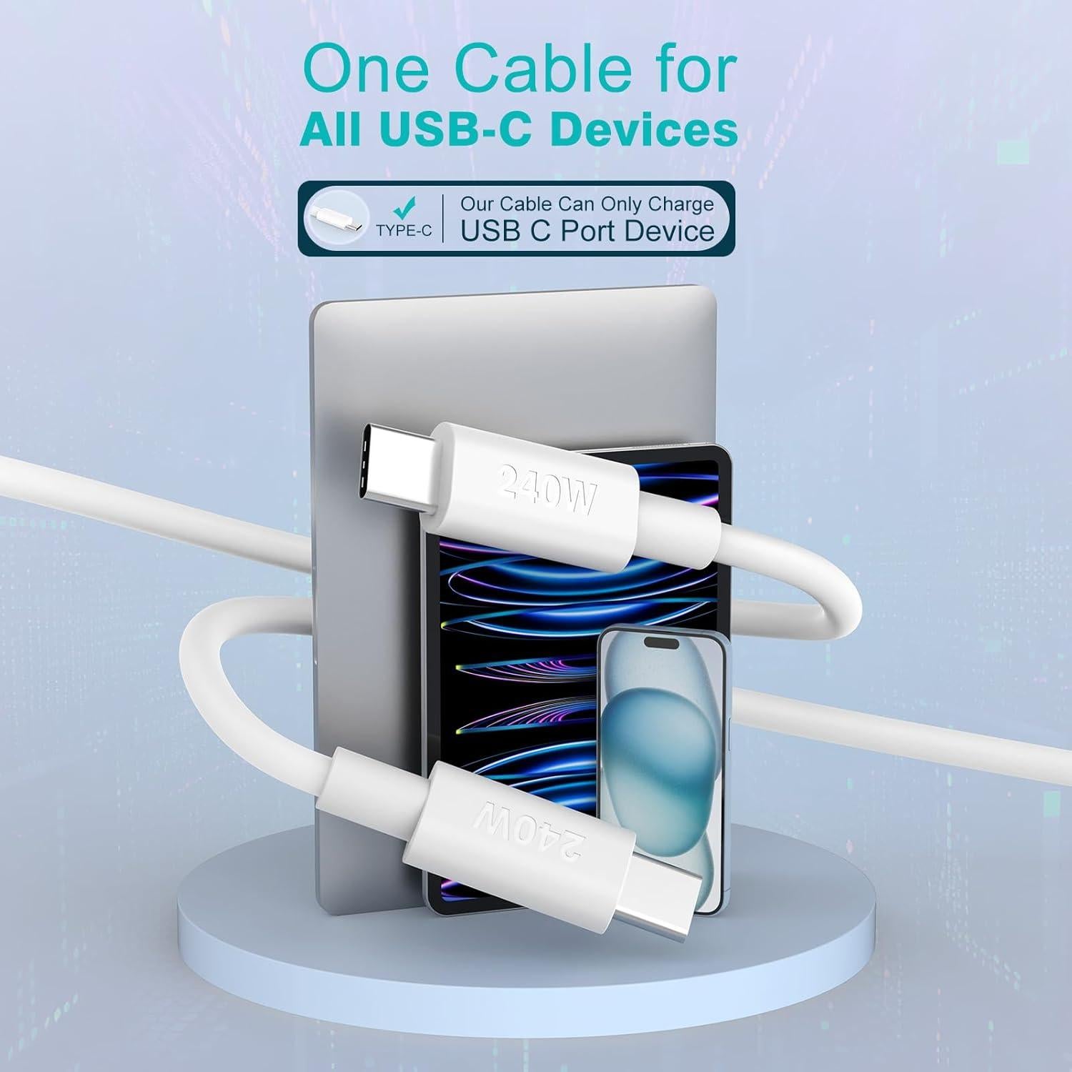 Cable USB C a USB C 240W 2M SATURNDOCK Carga Rápida