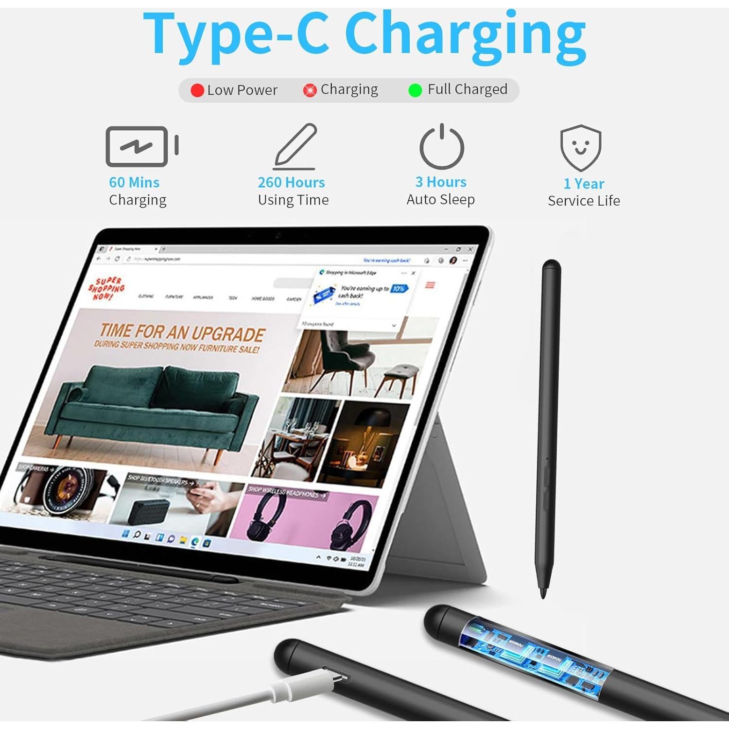 Bolígrafo Electrónico iafer para Surface Pro - 4096 Sensibilidad