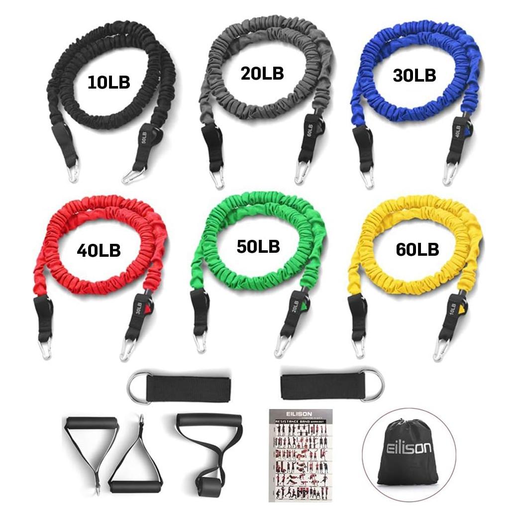 Kit de Bandas de Resistencia EILISON 13 Piezas con Mangos Antideslizantes