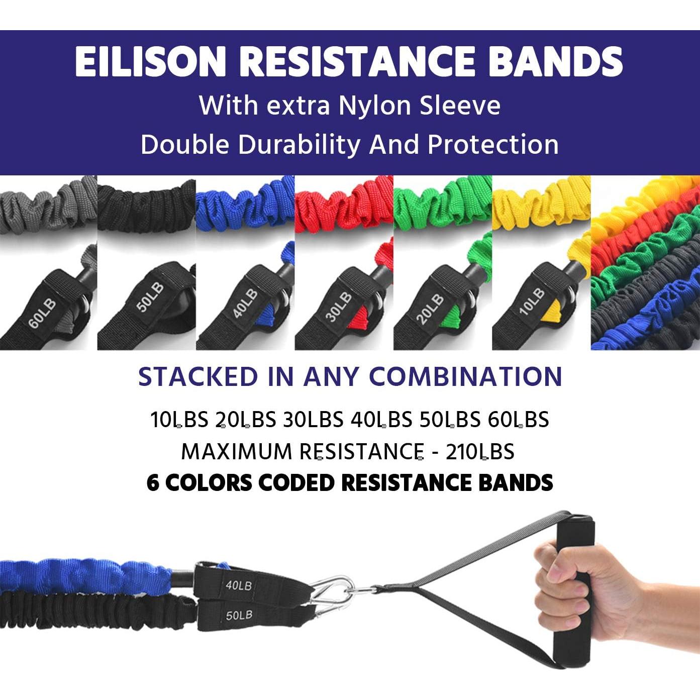 Kit de Bandas de Resistencia EILISON 13 Piezas con Mangos Antideslizantes