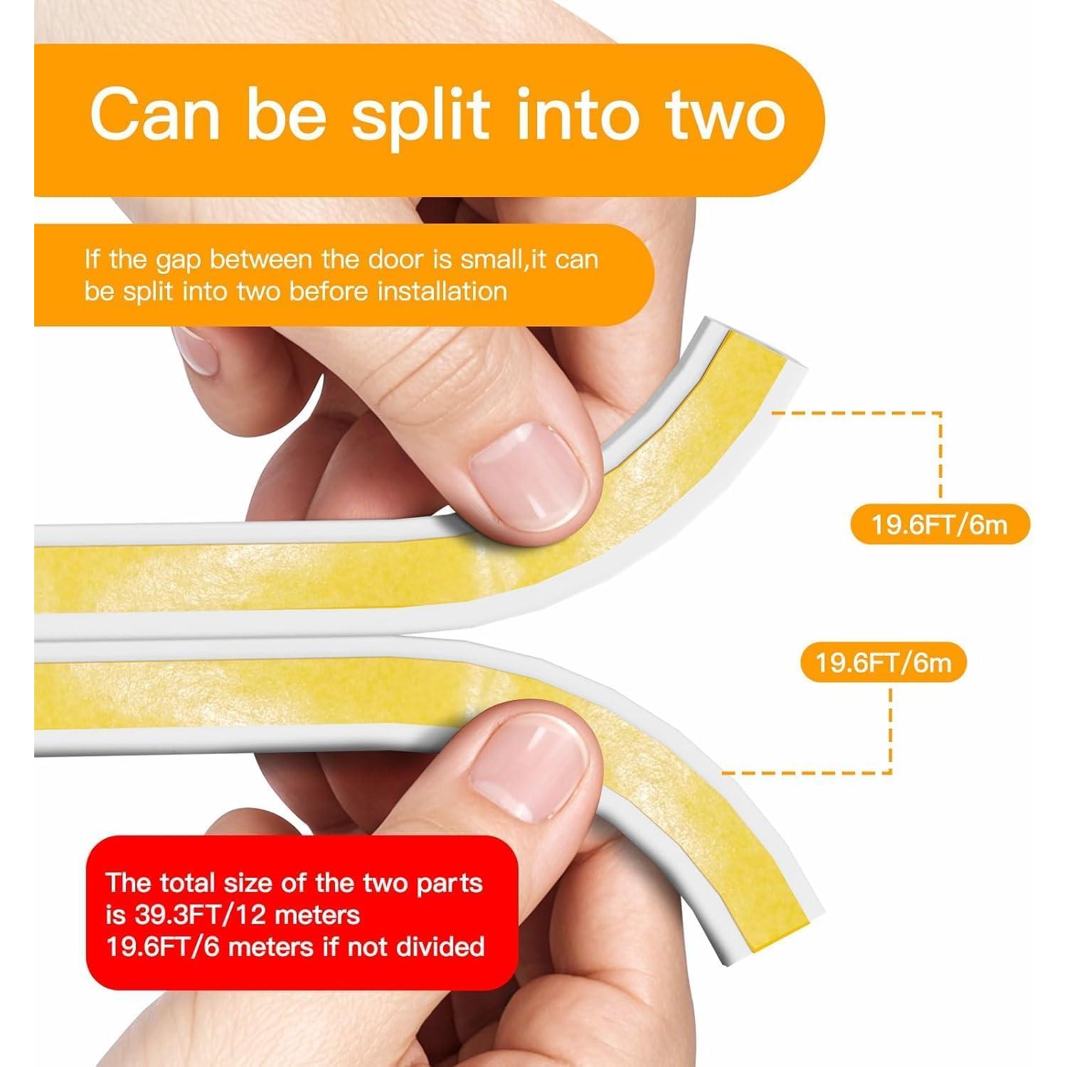 Wood Foam Door & Window Seal Strip – High Elasticity, Strong Adhesion Rubber Insulation Tape – Windproof & Soundproof Weather Stripping (White, 2 volumes8.2FT/2.5meters)