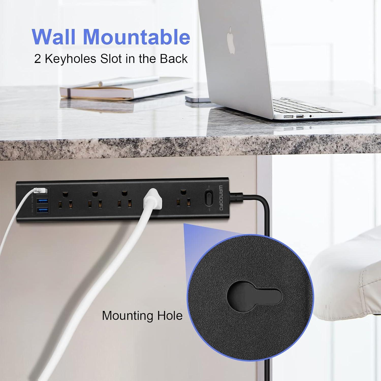 Regleta de 2 Clavijas WANDOFO con 5 Salidas y 3 USB 1.52m