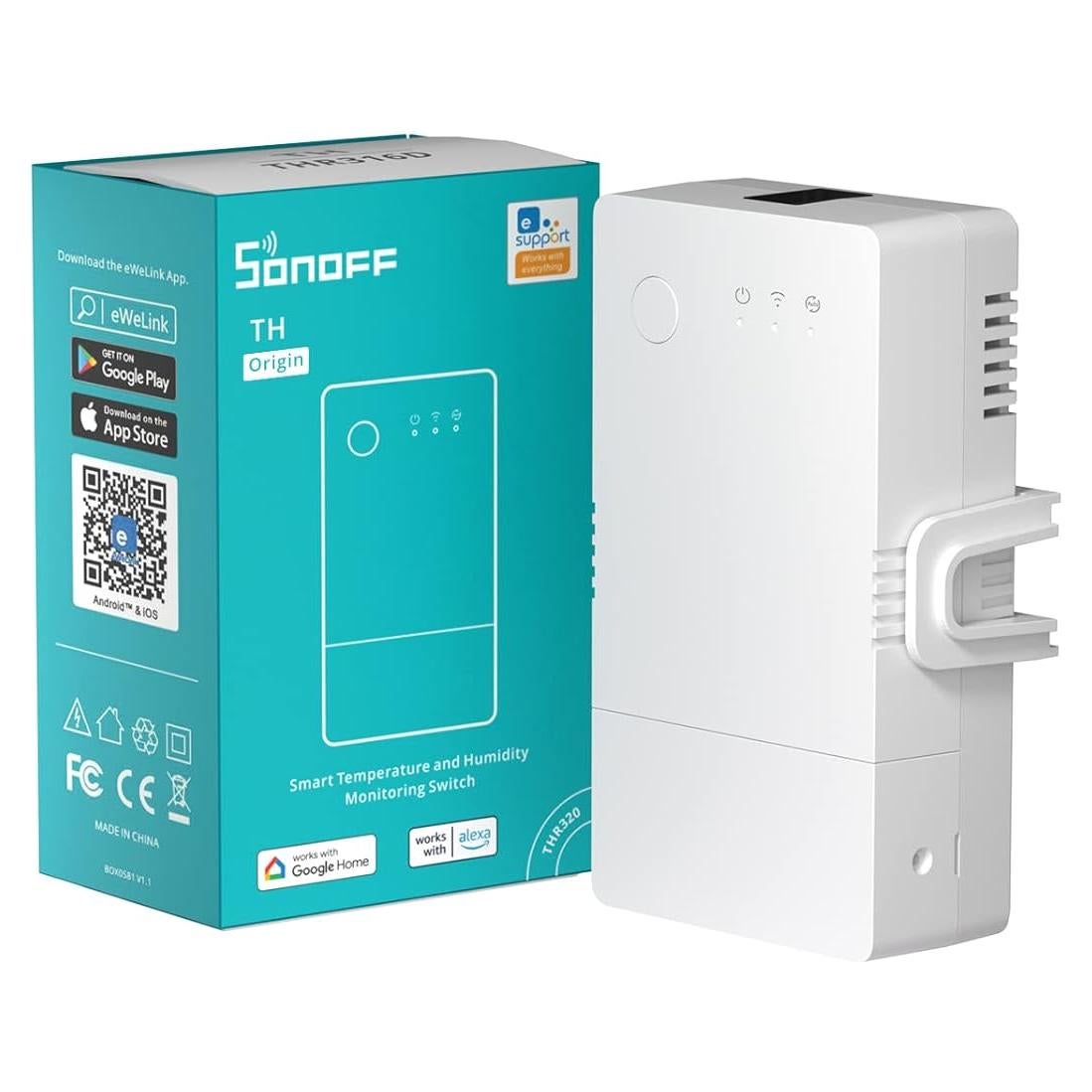 Interruptor Inteligente SONOFF THR316 con Monitoreo de Temperatura y Humedad