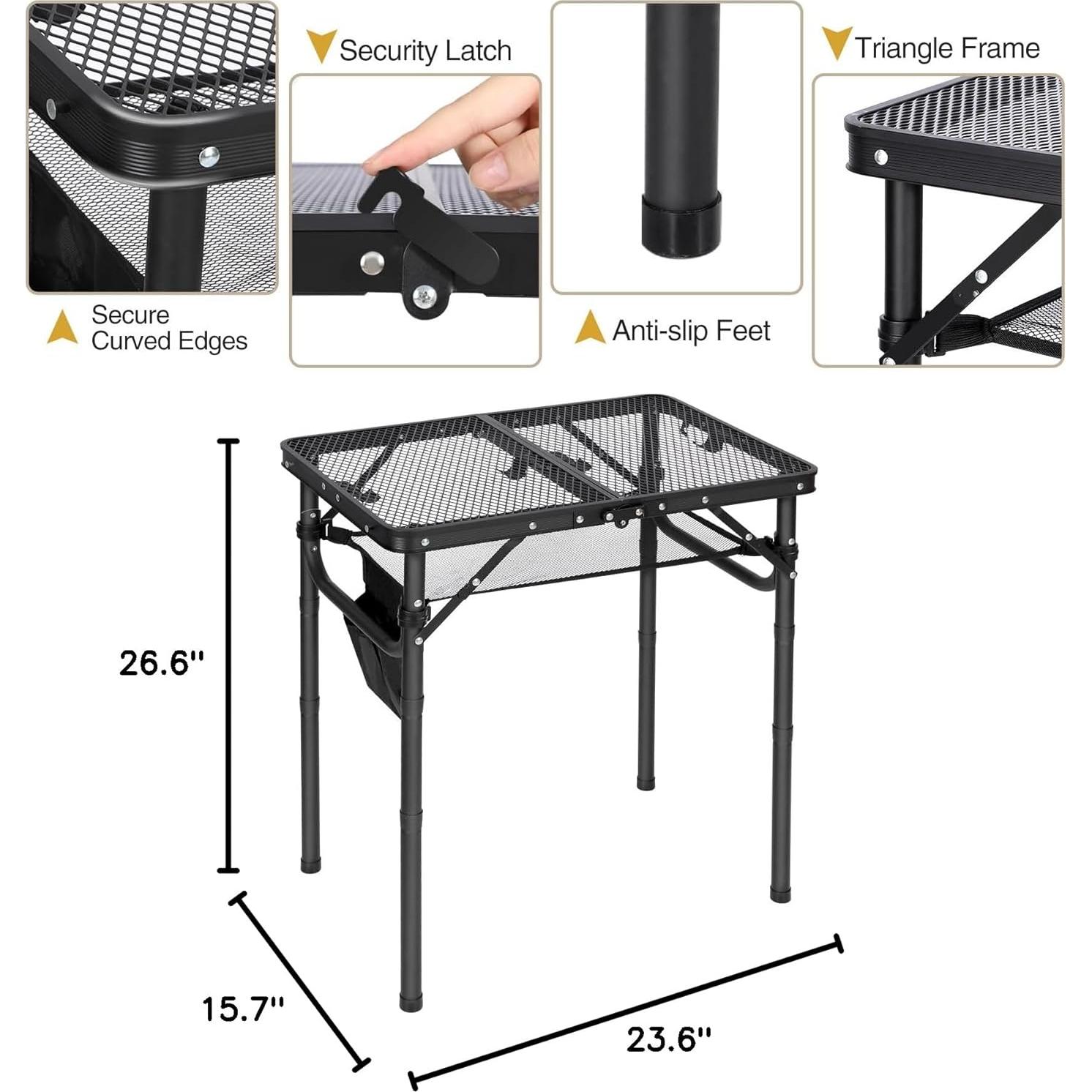 Mesa Plegable REDCAMP Pequeña para Camping y BBQ, Negra