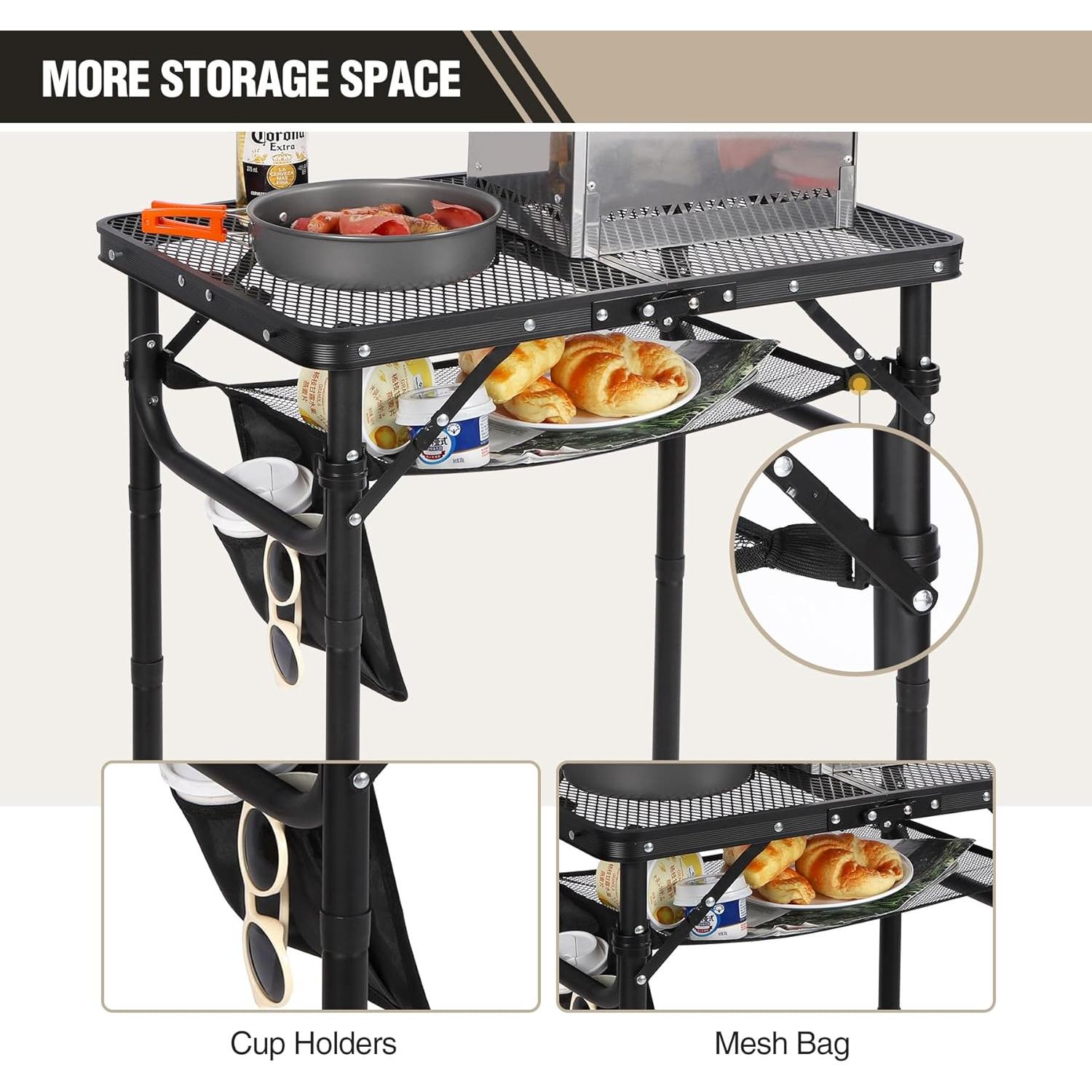 Mesa Plegable REDCAMP Pequeña para Camping y BBQ, Negra
