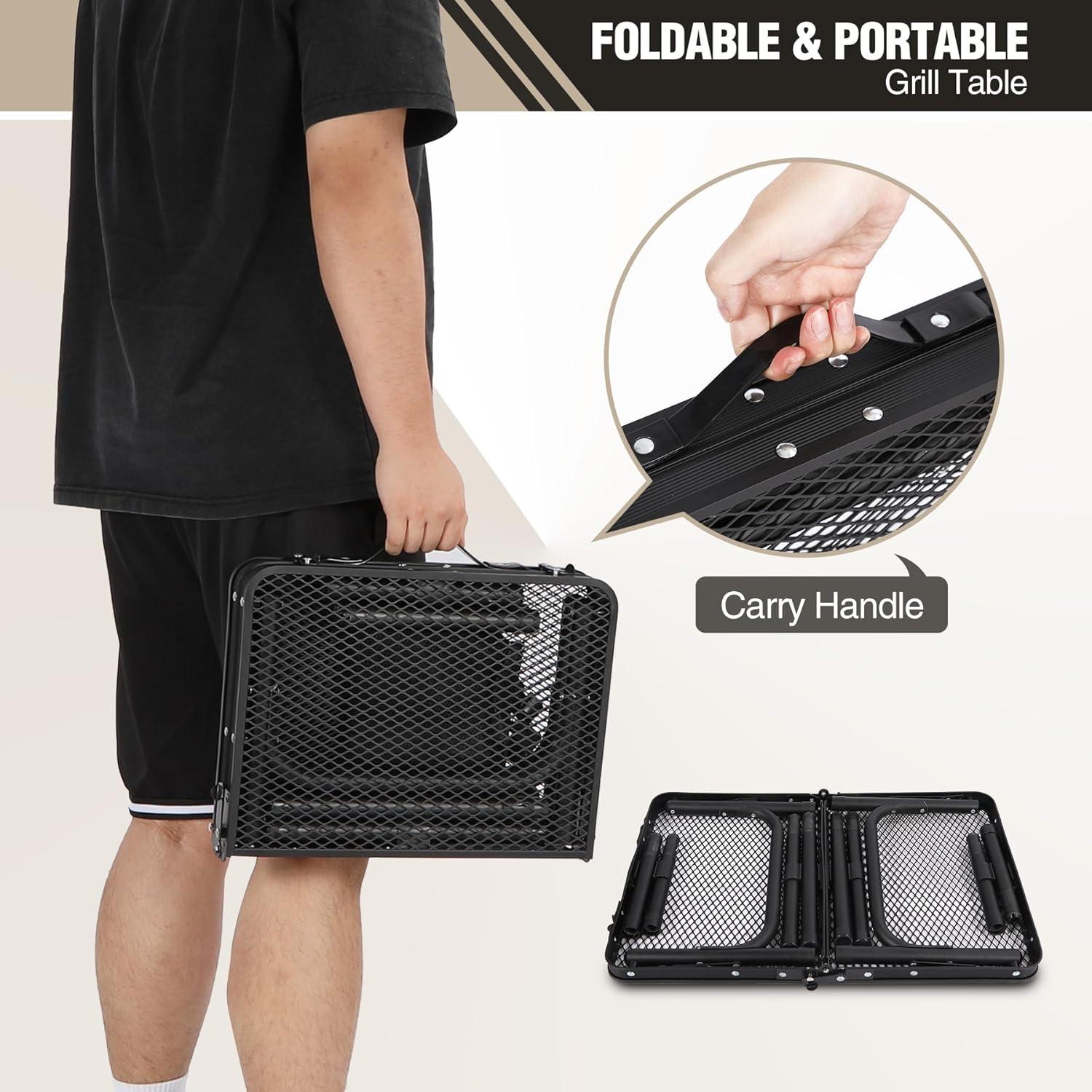 Mesa Plegable REDCAMP Pequeña para Camping y BBQ, Negra