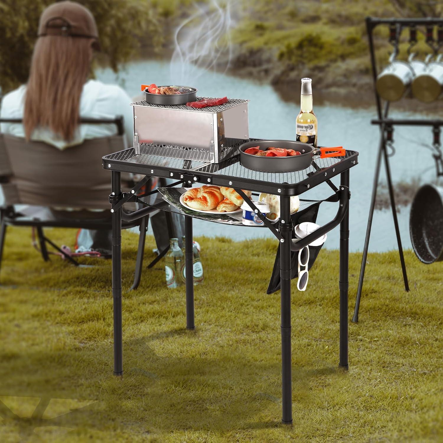 Mesa Plegable REDCAMP Pequeña para Camping y BBQ, Negra
