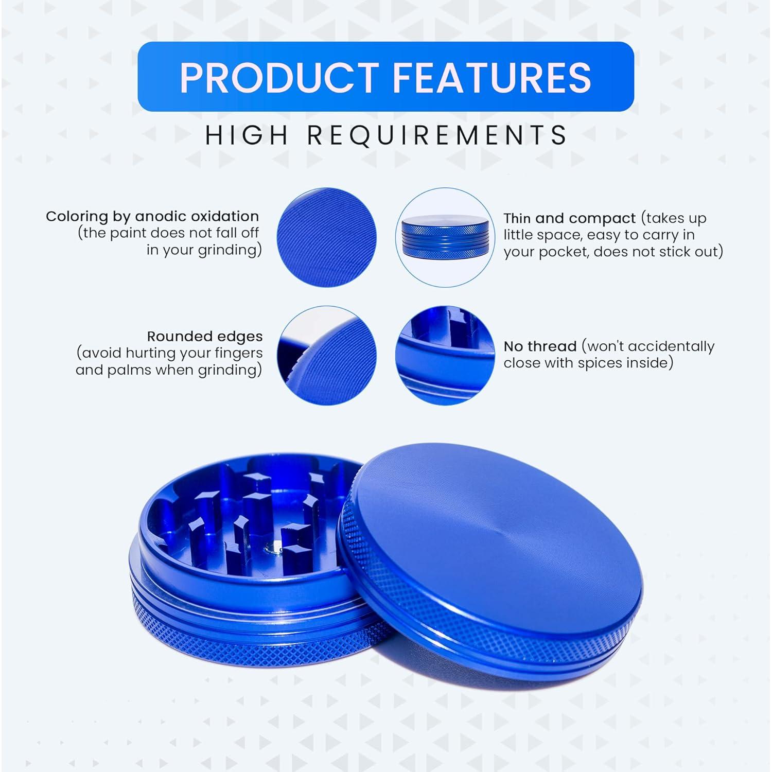 Triturador de Hierbas Manual THETIS KITCHEN 5.08 cm Azul