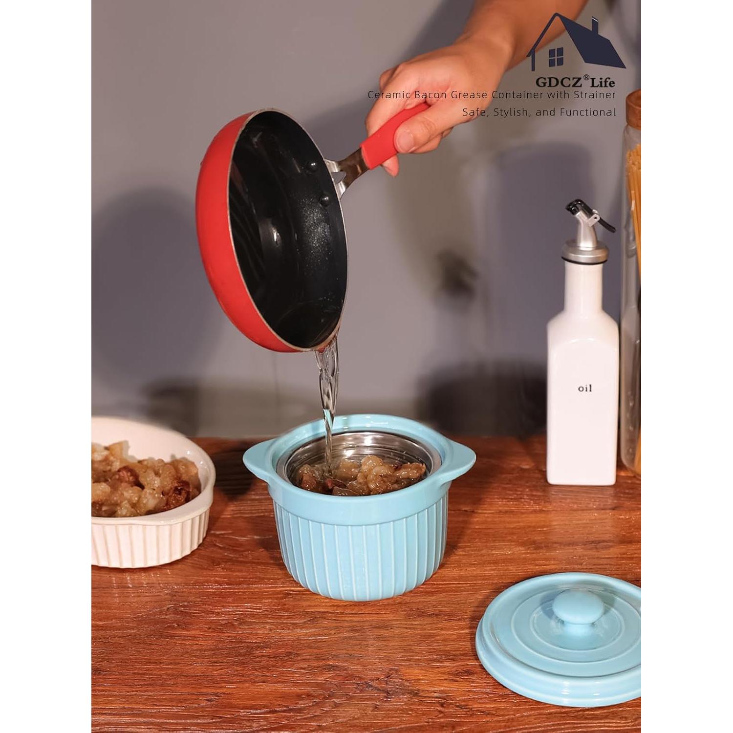 Contenedor de Grasa de Tocino Cerámica GDCZ 567 g con Colador