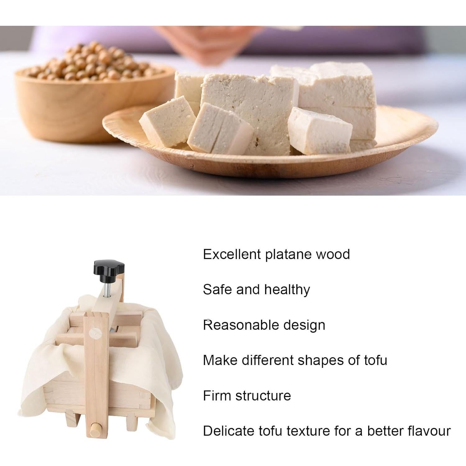 Prensa de Tofu de Madera Aqxreight con 9 Accesorios