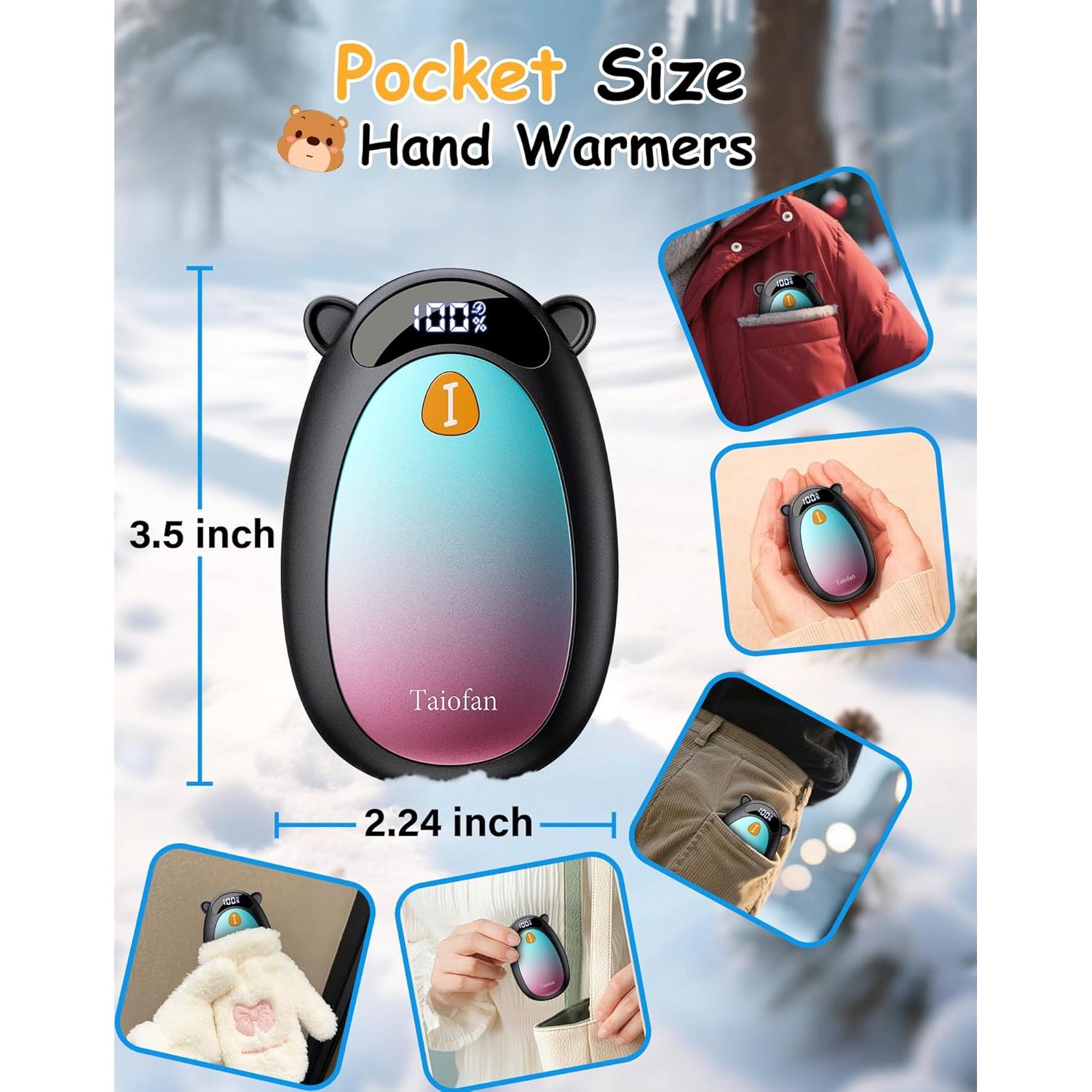 Calentadores de Manos Eléctricos Taiofan BR07, 4 Niveles, 2 Piezas