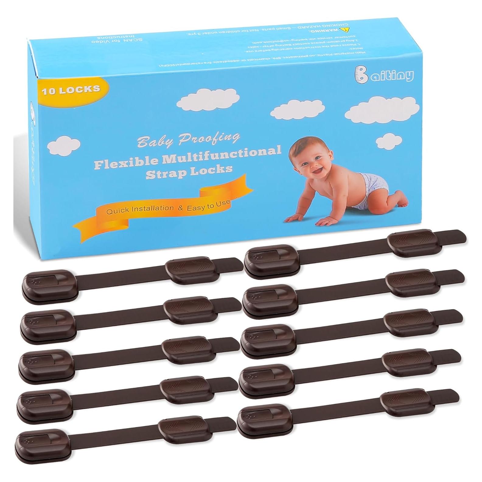 Bloqueos de Seguridad para Bebés Baitiny 10 Piezas Marrón