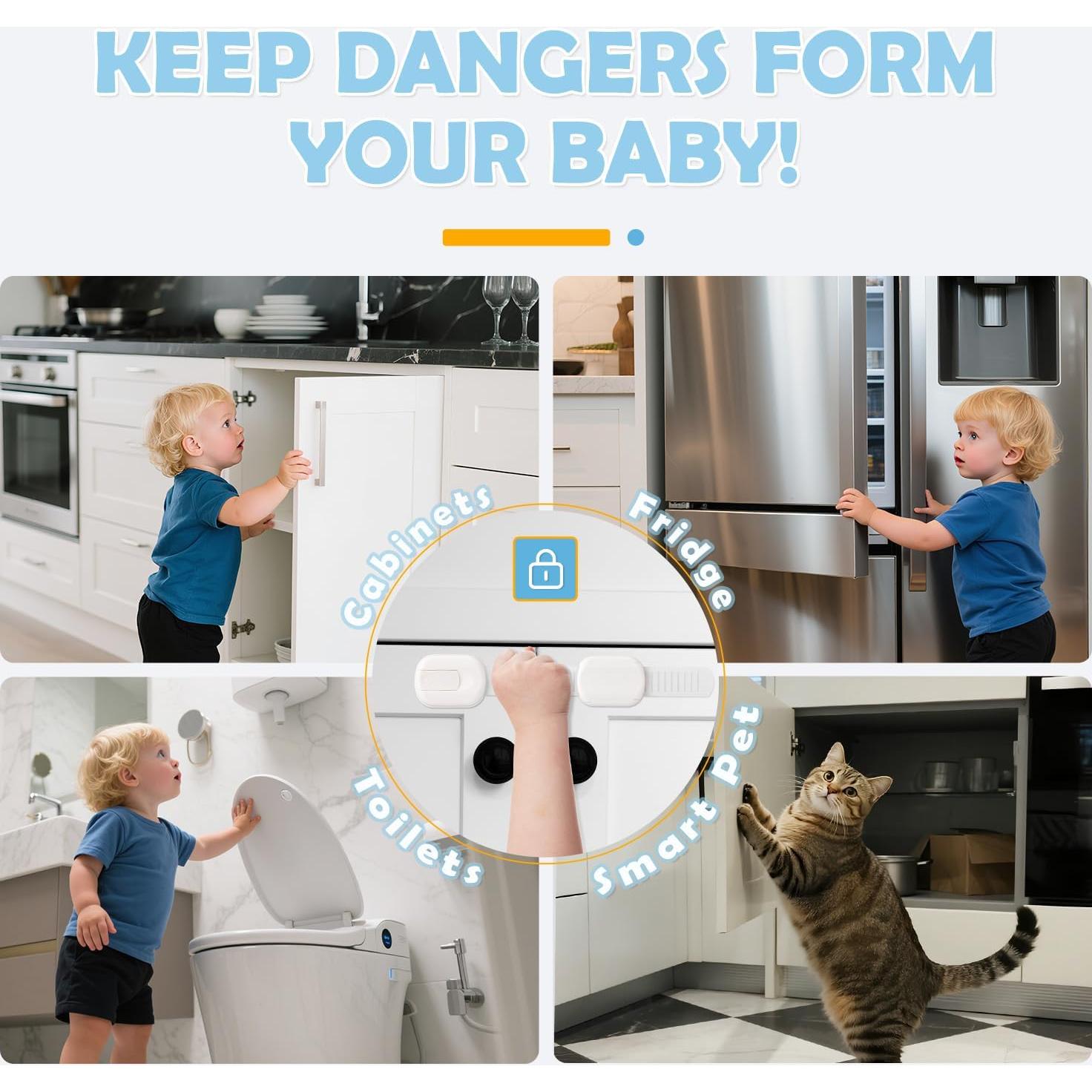 Bloqueos de Seguridad para Bebés Baitiny 10 Piezas Marrón