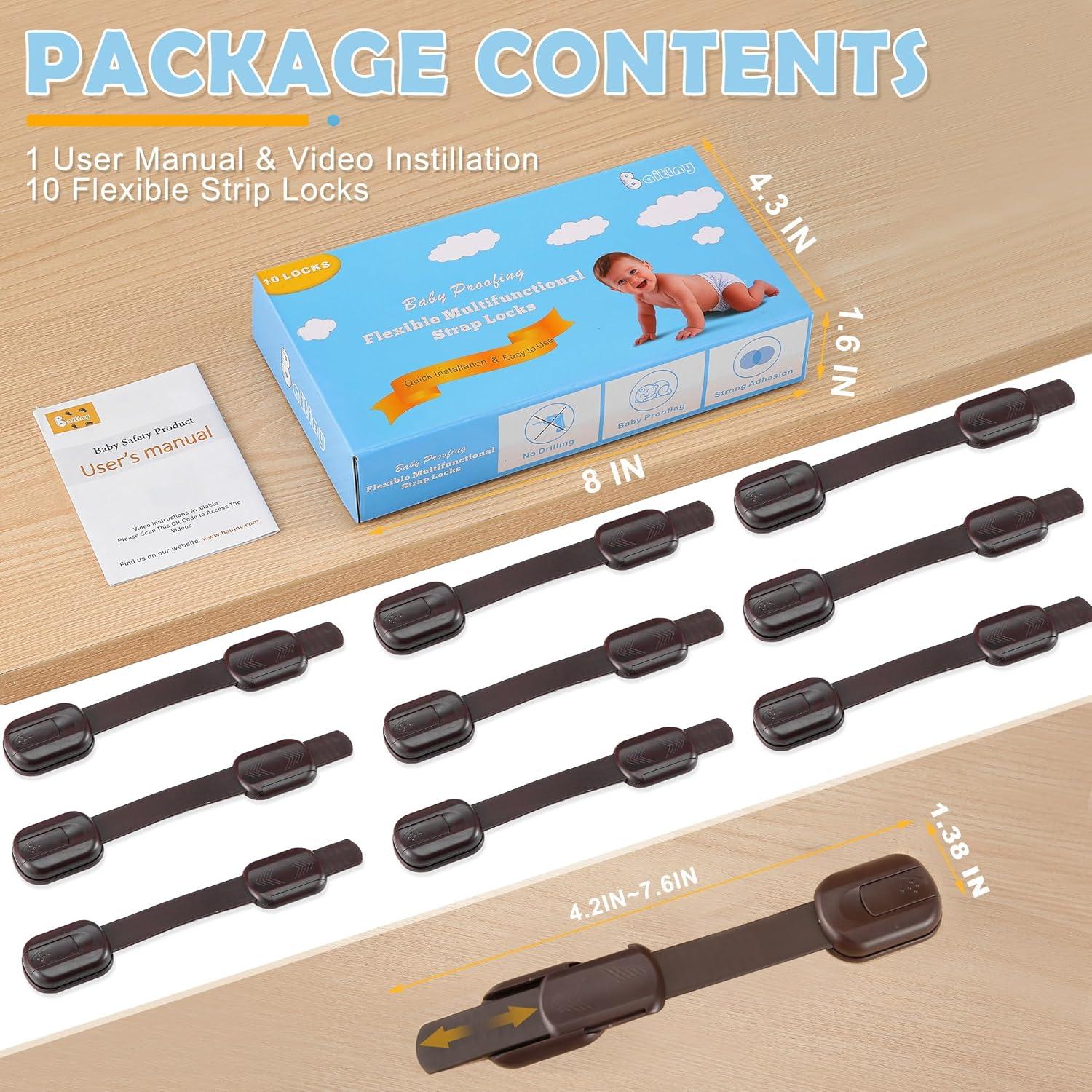 Bloqueos de Seguridad para Bebés Baitiny 10 Piezas Marrón