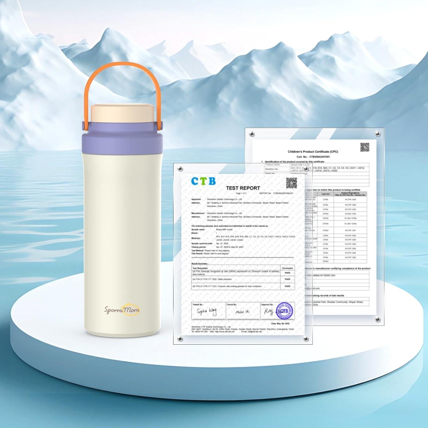 Enfriador de Leche Materna SporraMom B12 1.5L Portátil Púrpura