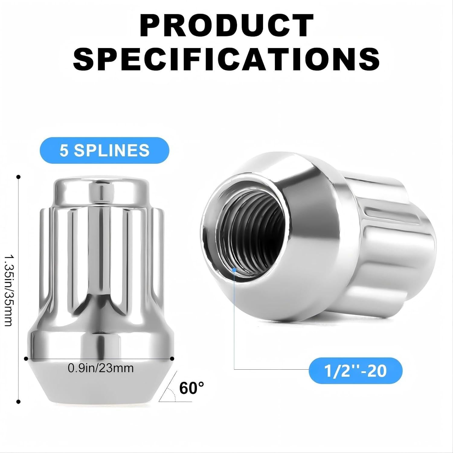 Bloqueos de Rueda Antirrobo MEILUNBS 1/2"-20 32mm Kit 5 Piezas