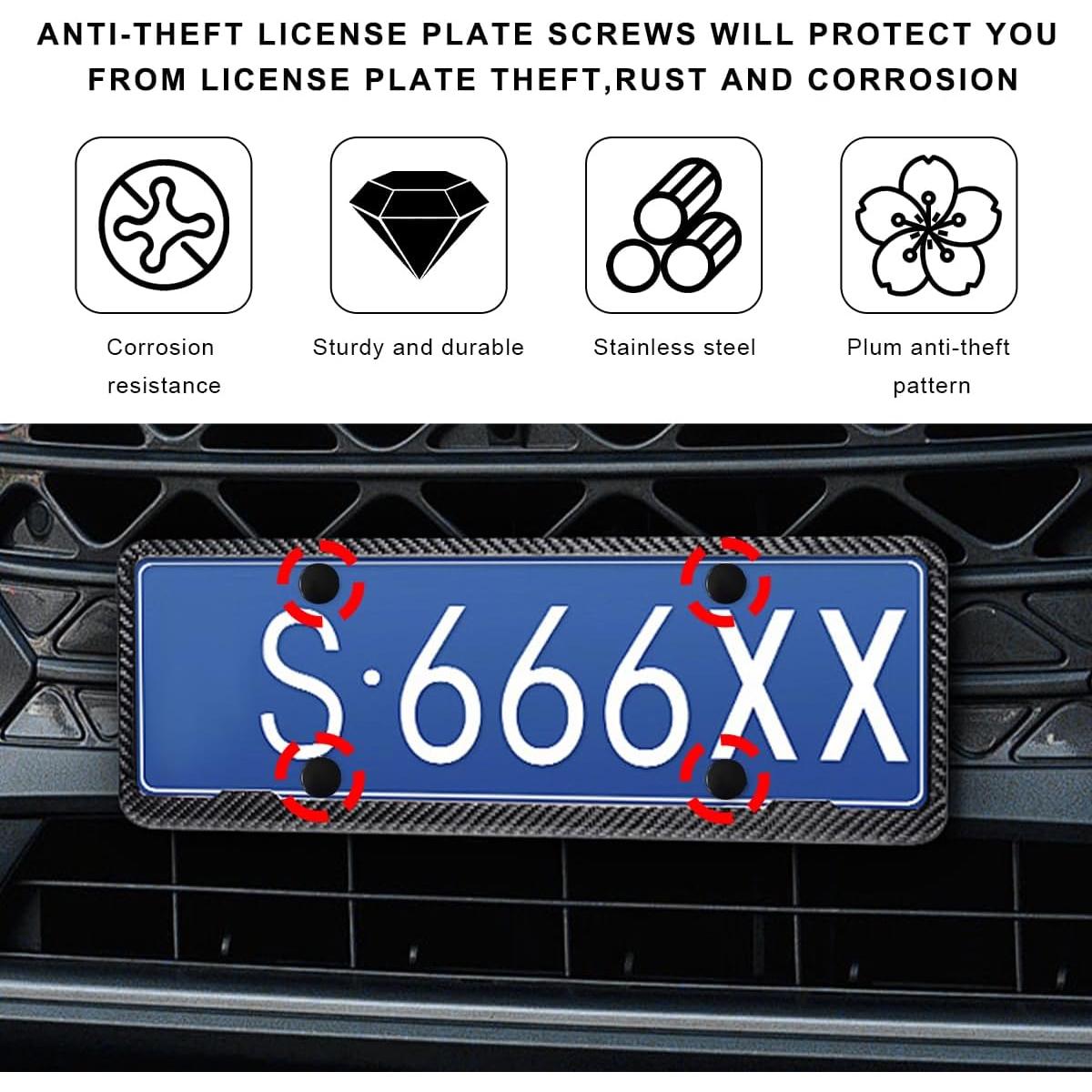 Kit de Tornillos Antirrobo MUQIDA para Placas de Licencia M6